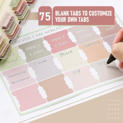 Climberty® OFIFO Bible Tabs, 75 Tabs, Boho Theme, Laminated Bible Index for Women and Men, Bible Tabs for Chanting, Recitation, Studying, 3.5x3.5cm Per One 2 PCS Climberty® OFIFO Bible Tabs, 75 Tabs, Boho Theme, Laminated Bible Index for Women and Men, Bible Tabs for Chanting, Recitation, Studying, 3.5x3.5cm Per One 2 PCS